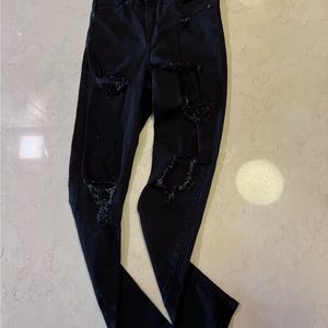 Topshop Black Skinny Distressed Jeans